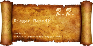 Rieger Rezső névjegykártya